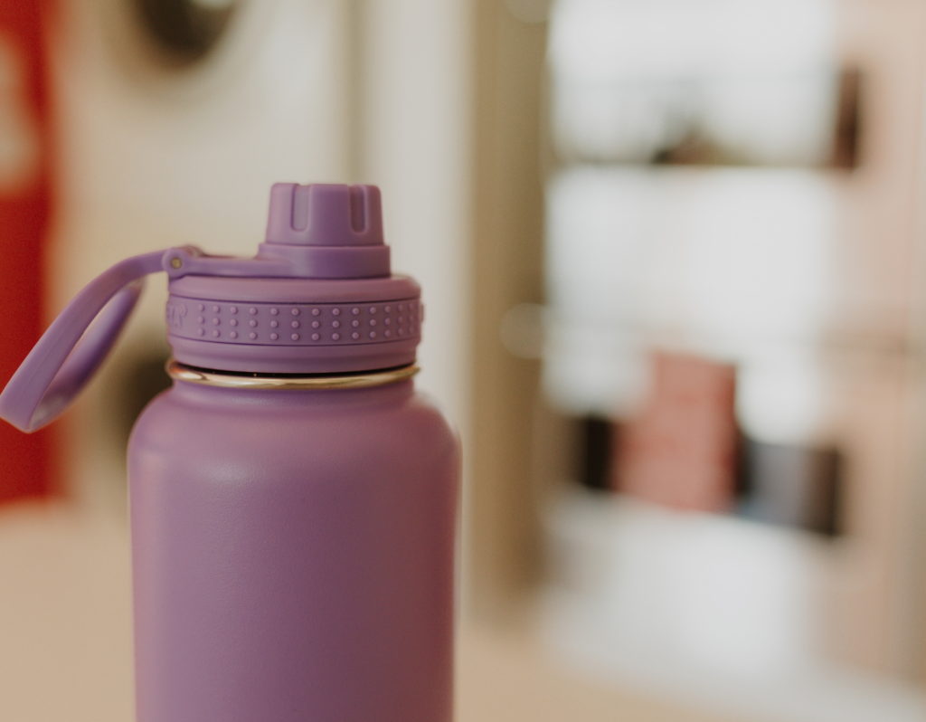 purple reusable stainless steel water bottle for POTS